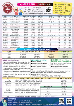 國立屏東大學語言中心開辦暑期外語進修班及外籍人士學華語課程進修班
