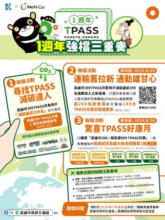 歡迎師生多加利用TPASS月票搭乘大眾運輸