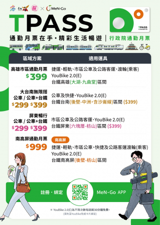 「高雄市區通勤月票399元方案」或「南高屏生活圈月票999元方案」推廣